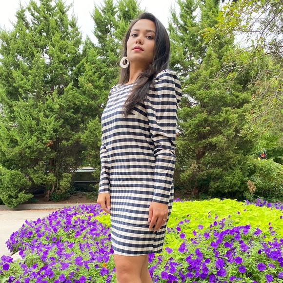 Blue gingham shift midi dress - Picture 1 of 2